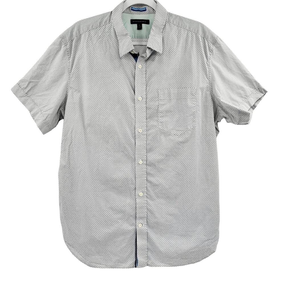 Banana Republic White Cube Printed Casual Button Up Shirt Short Sleeve Men's XL